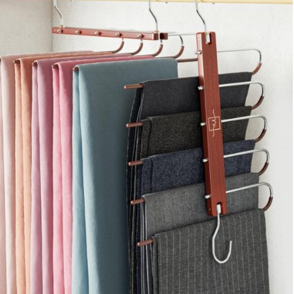 Pants Hangers Space Saving - European Beechwood Scarf and Jean Hangers - Closet - Picture 1 of 1